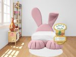 cama conejo para niñas, acolchada en color rosa con orejas largas y patas decorativas en un dormitorio luminoso. Cuenca Loja Portoviejo, El COca, Lago Agrio, Ambato. Quito, Guayaquil