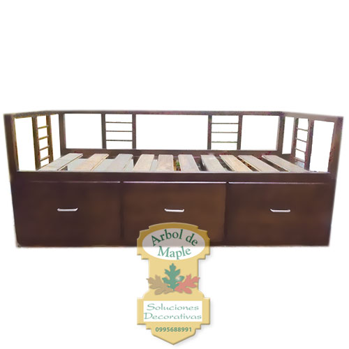 Comprar Cama con cajones en Madera sólida modelo Paz, Quito, Guayaquil, Tumbaco, San Rafael, Valle de los Chillos