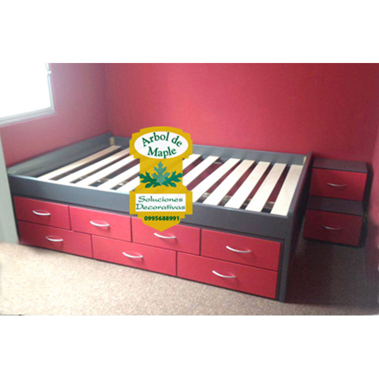 Comprar Cama con 7 cajones en Madera sólida Modelo Salo, Quito, Guayaquil, Ibarra, Galápagos