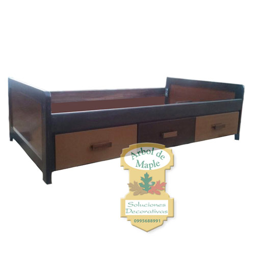 Cama soho con cajones en madera, plaza y media, dos plazas, dos plazas y media, 3 plazas