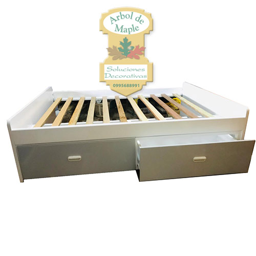 Comprar Cama con cajones en Madera sólida Mercury blanca, Quito, Guayaquil, Quevedo, Machala