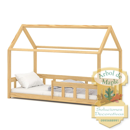 Cama montessori Casita con protectores, barandas, con cerca en madera Cumbayá Samborondón, Loja Quito, Lago Agrio, Queveso, Daule, Durán, Salinas, Playas