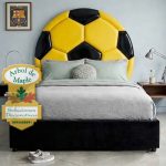 Cama con espaldar acolchado en forma de balón de fútbol Barcelona de Ecuador. Guayaquil, Machala ,Quevedo, Milagro Manta, Chone, Esmeraldas